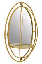 Load image into Gallery viewer, Avento Oval Shelved Gold Wall Mirror
