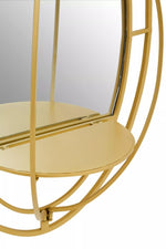 Load image into Gallery viewer, Avento Oval Shelved Gold Wall Mirror
