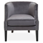 Load image into Gallery viewer, Larissa Grey Velvet Studded Chair
