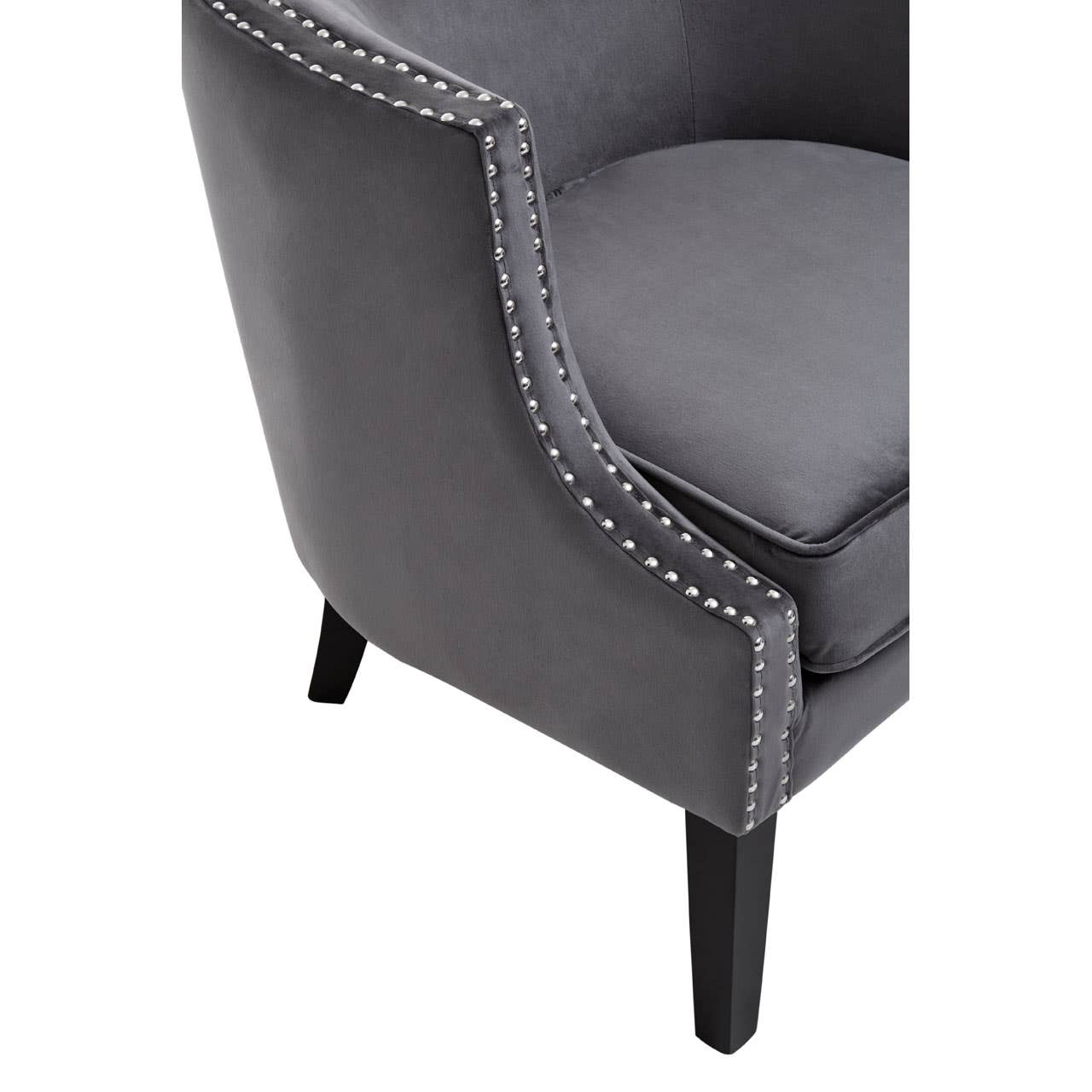 Larissa Grey Velvet Studded Chair