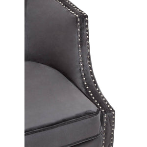 Larissa Grey Velvet Studded Chair