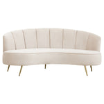 Load image into Gallery viewer, Hasna Three Seat Beige Velvet Sofa
