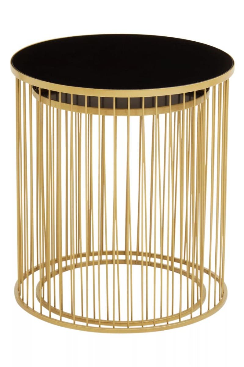 Avento Set Of Two Black And Gold Side Tables