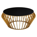 Load image into Gallery viewer, Ackley Gold Round Coffee Table with Black Glass
