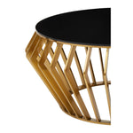 Load image into Gallery viewer, Ackley Gold Round Coffee Table with Black Glass
