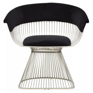 Vogue Black Velvet and Silver Frame Chair