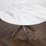 Load image into Gallery viewer, Silver Plated Marble Glass Round Dining Table
