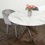 Load image into Gallery viewer, Silver Plated Marble Glass Round Dining Table
