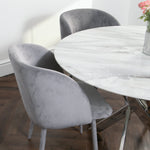 Load image into Gallery viewer, Silver Plated Marble Glass Round Dining Table
