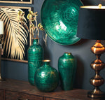 Load image into Gallery viewer, Aztec Collection Brass embossed Ceramic Dipped Urn Vase
