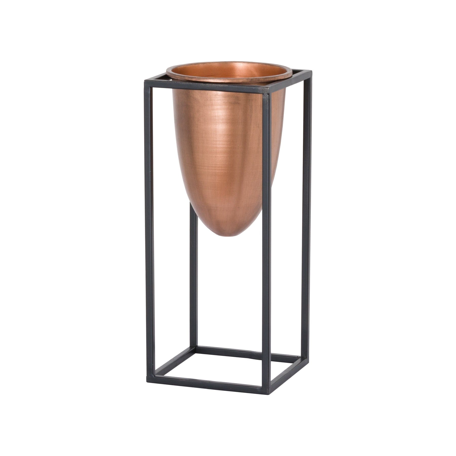 Copper Bullet Planter On Black Frame