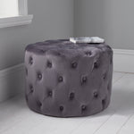 Load image into Gallery viewer, Grey Tufted Velvet Pouffe
