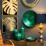 Load image into Gallery viewer, Aztec Collection Brass embossed Ceramic Dipped Urn Vase
