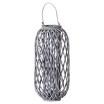 Load image into Gallery viewer, Large Grey Standing Wicker Lantern
