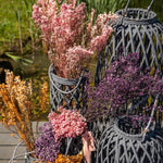Load image into Gallery viewer, Large Grey Standing Wicker Lantern

